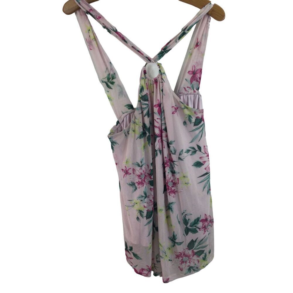 Torrid Womens Floral Mesh Halter O Ring Tank Top Pink Plus Size 1X